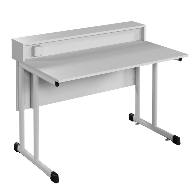 Стіл демонстрац., АНШАР ГРУП (100304 HPL), 1200х750х900мм, розеткою, стільниця–з хім.стійким HPL, каркас–посилена вертик.плоскоов.труба, з кріпл-ням до підлоги